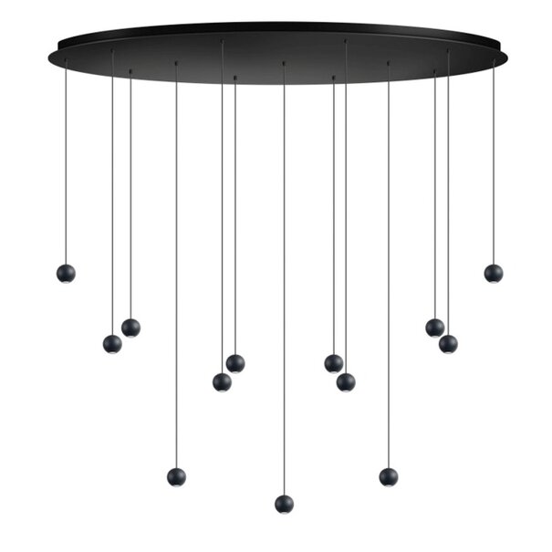 ETH Moderne Design hanglamp Grace 13-lichts ovaal zwart