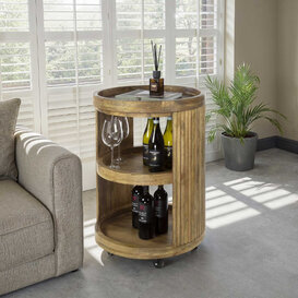 Wijntrolley Drex zandkleurig mangohout