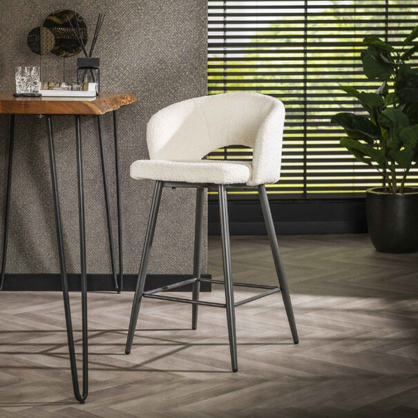 BelaLuz Moderne barstoel Cloud bouclé wit