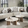 Moderne Japandi salontafel Romano 2-set travertinlook