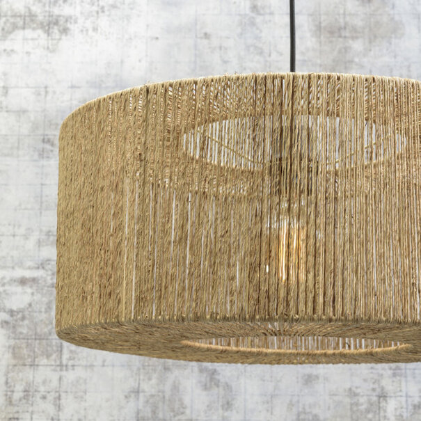 GOOD & MOJO Modern Bohemian booglamp Iguazu 1-lichts zwart frame met juten kap