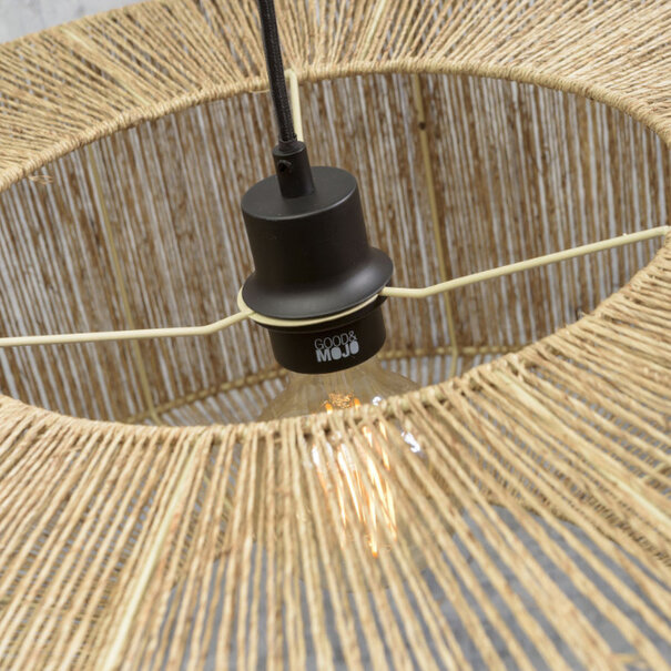 GOOD & MOJO Modern Bohemian booglamp Iguazu 1-lichts zwart frame met juten kap