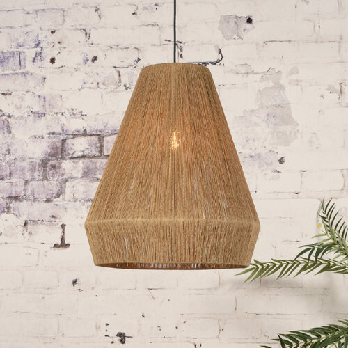Landelijke Ibiza stijl hanglamp Iguazu 1-lichts jute naturel Ø60 cm taps
