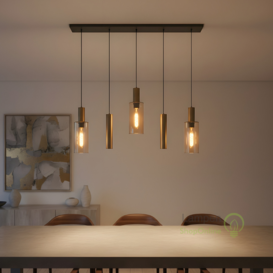 Hanglamp Perugia 5-lichts brons met kokers