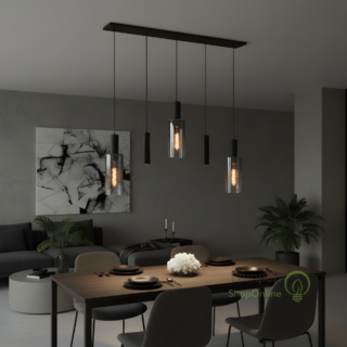 Hanglamp Perugia 5-lichts zwart met kokers