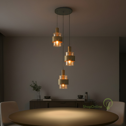 Modern Industrieel hanglamp Marrone 3-lichts getrapt brons
