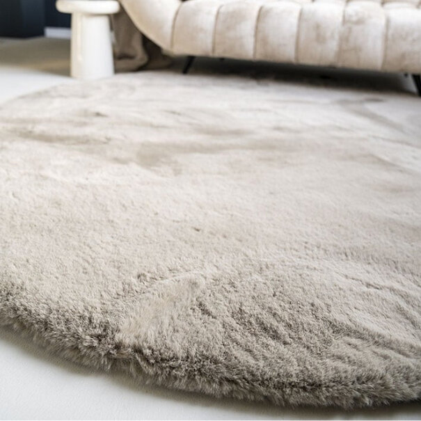 By-Boo Modern Scandinavisch vloerkleed Zena grijs rond