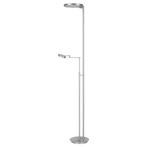 Moderne vloerlamp Vienna uplighter met leeslamp nikkel
