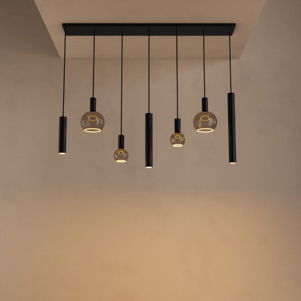 Ztahl Moderne hanglamp Riva 7-lichts zwart