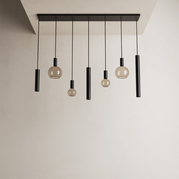 Ztahl Moderne hanglamp Riva 7-lichts zwart