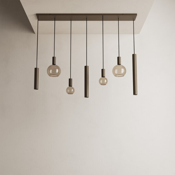 Ztahl Moderne hanglamp Riva 7-lichts 145 cm platinum