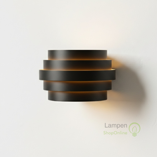 Highlight Moderne design wandlamp Scudo 20 cm zwart goud