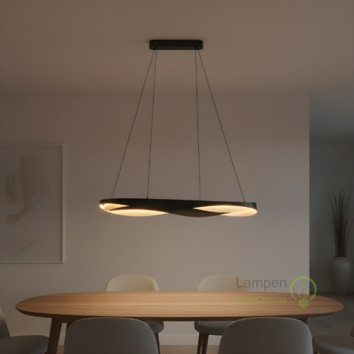 Moderne Design hanglamp Ascoli ovaal zwart goud