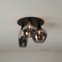 Moderne Design plafondlamp Cambio 3-lichts zwart met smoke glas