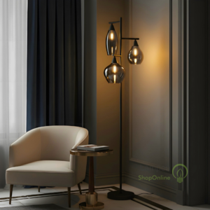 Highlight Moderne Design vloerlamp Cambio 3-lichts zwart met smoke glas