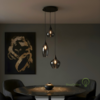 Highlight Moderne hanglamp Cambio 3-lichts getrapt zwart met smoke glas