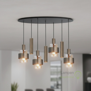 Highlight Moderne Hotel chique hanglamp Marrone 7-lichts ovaal brons