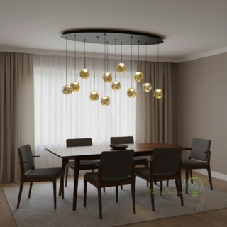 Hanglamp Melina 12-lichts goud