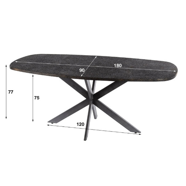 BelaLuz Modern industriële eettafel Shift deens ovaal 180 cm