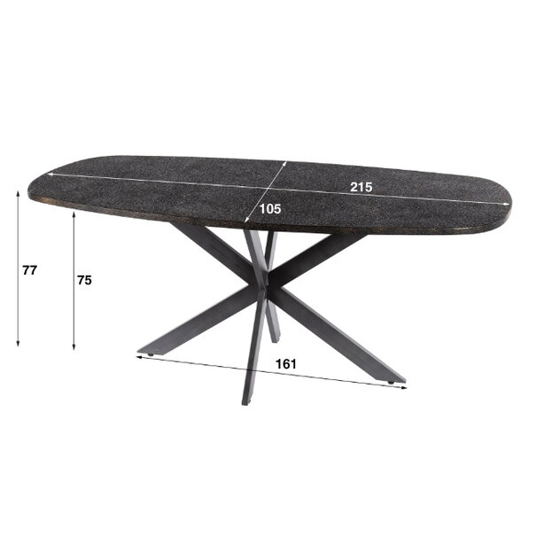 BelaLuz Modern industriële eettafel Shift deens ovaal 215 cm