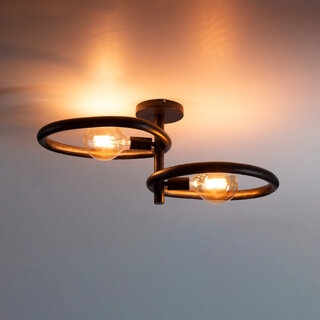 Plafondlamp Flint 2-lichts charcoal