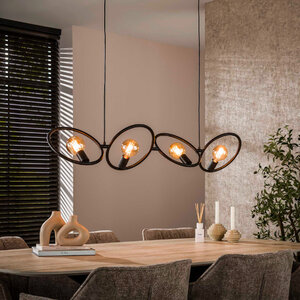 BelaLuz Modern industriële hanglamp Loop 4-lichts charcoal