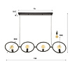 BelaLuz Modern industriële hanglamp Loop 4-lichts charcoal