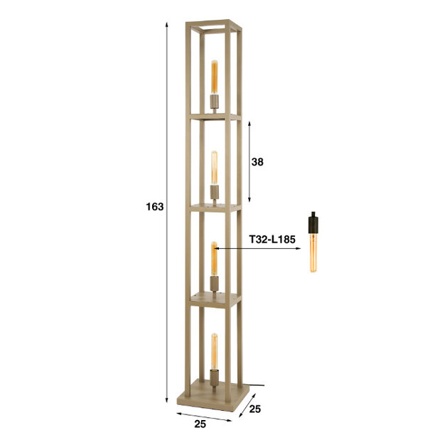 BelaLuz Moderne vloerlamp Brava 4-lichts beige