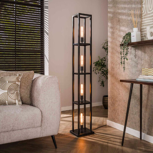 Modern industriële vloerlamp Brava 4-lichts charcoal