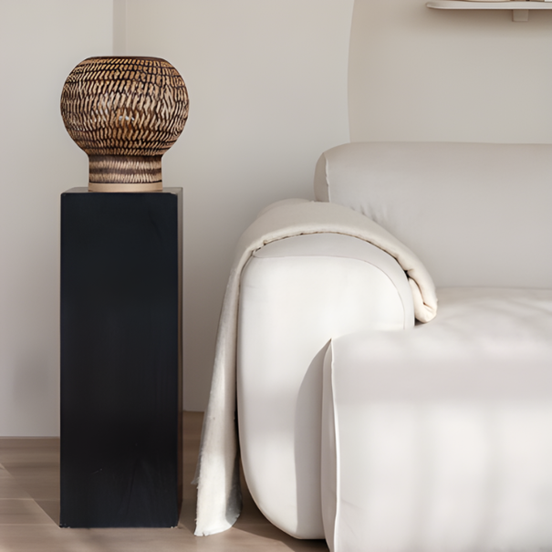 GOOD & MOJO Landelijke Ibiza stijl tafellamp Barbados 1-lichts zwart naturel