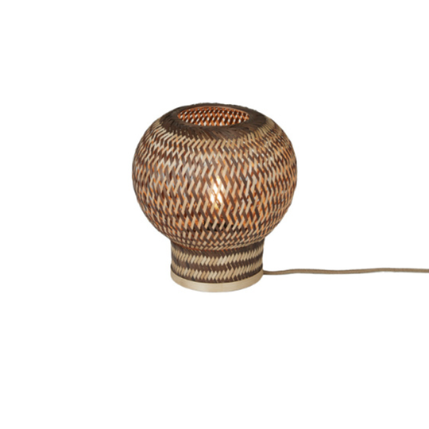 GOOD & MOJO Landelijke Ibiza stijl tafellamp Barbados 1-lichts zwart naturel