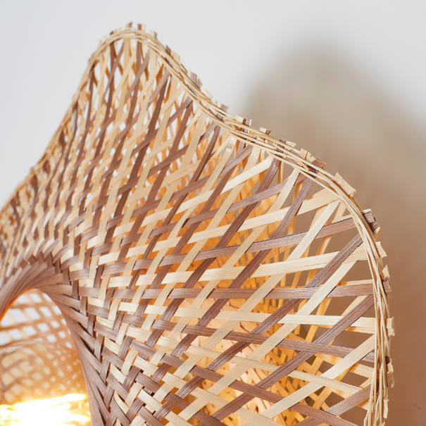 GOOD & MOJO Landelijke Ibiza stijl wandlamp Madura 1-lichts naturel bruin Ø44 cm