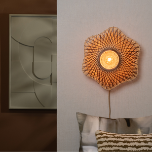 GOOD & MOJO Landelijke Ibiza stijl wandlamp Madura 1-lichts naturel bruin Ø44 cm