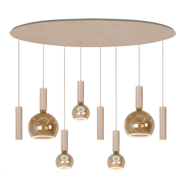 Highlight Moderne Scandinavische hanglamp Locarno 8-lichts ovaal zand