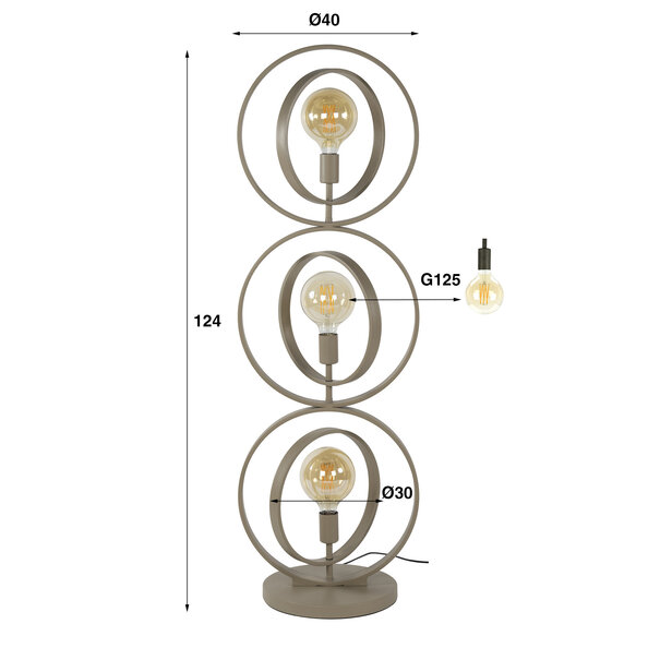 BelaLuz Modern Scandinavische vloerlamp Ozon 3-lichts beige