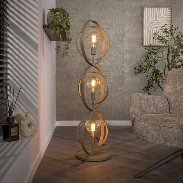 BelaLuz Modern Scandinavische vloerlamp Ozon 3-lichts beige