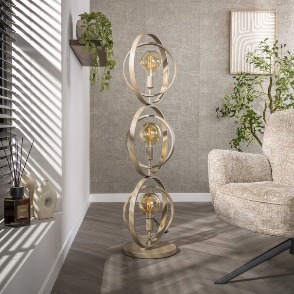 BelaLuz Modern Scandinavische vloerlamp Ozon 3-lichts beige