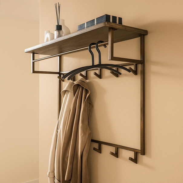 BelaLuz Modern industrieel kapstok Tess 12 haken brons antiek