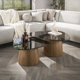 Salontafel Preto set van 2 driehoekig brons glas