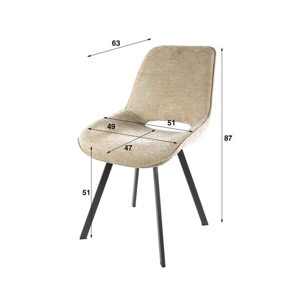 BelaLuz Modern Scandinavische eetkamerstoel Frey Jaroq zand