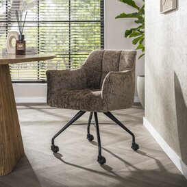 Eetkamerstoel Turn met wieltjes Hoven taupe