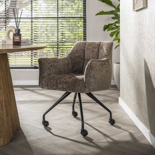 Modern industriële eetkamerstoel Turn met wieltjes Hoven taupe