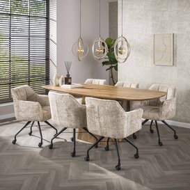 Eetkamerstoel Turn met wieltjes Alura zand