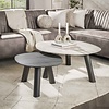 BelaLuz Modern hotel chique salontafel Ronin log set van 2 travertin zwart grijs