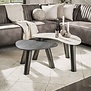 Modern hotel chique salontafel Ronin organisch set van 2 travertin zwart grijs