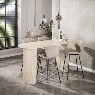 Bartafel Romano ovaal keramiek travertin 180 cm