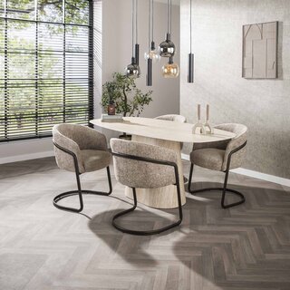 Eetkamertafel Romano deens ovaal keramiek travertin l 180 cm