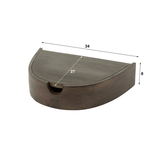 BelaLuz Modern landelijk nachtkastje Cove zwevend 1 lade 2-set massief acaciahout drift brown