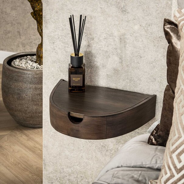 BelaLuz Modern landelijk nachtkastje Cove zwevend 1 lade 2-set massief acaciahout drift brown