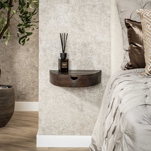 Modern landelijk nachtkastje Cove zwevend 1 lade 2-set massief acaciahout drift brown